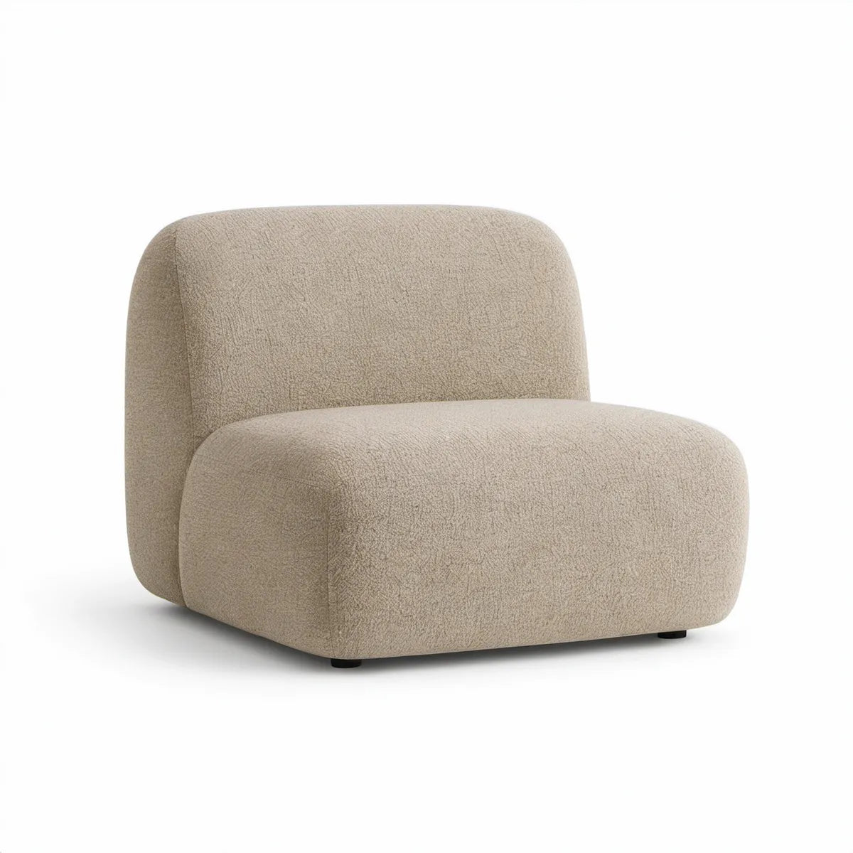 Beige loungestol i bouclépolyester, 83 x 83 x 72 cm