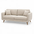 Beige 2-personers sofa i polyester med brune ben, 170 x 85 x 82 cm