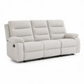 3-personers reclinersofa med manuel lænefunktion i lysebeige polyester, 210 x 95 x 100 cm