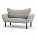 2-personers sofa med buet ryglæn, 130 x 78 x 83 cm, lysegrå/sort
