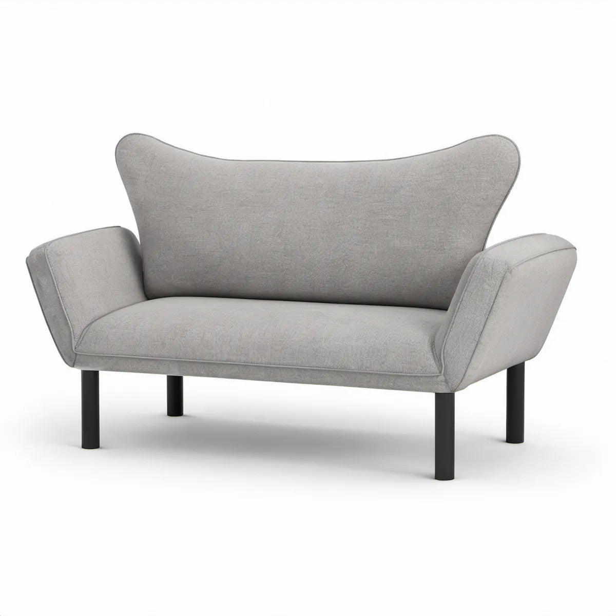 2-personers sofa med buet ryglæn, 130 x 78 x 83 cm, lysegrå/sort
