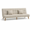 3-personers sofa med 2 puder, bouclé polyester, beige/brun, 180 x 80 x 83 cm