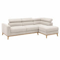 Højrevendt hjørnesofa med chaiselong, bouclé polyester, creme/natur, 260 x 165 x 86 cm