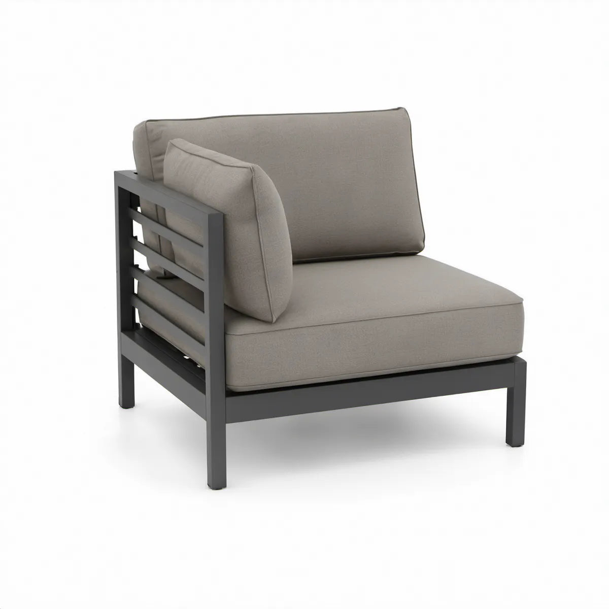 Loungestol med armlæn, aluminiumsstel og polyesterhynder, 80 x 83 x 75 cm, grå/sort