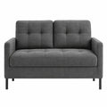 2-personers sofa med armlæn i mørkegrå polyester, 140 x 78 x 84 cm
