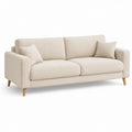 2-personers sofa med 2 pyntepuder, creme/natur, 180 x 88 x 82 cm