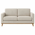 2-personers sofa i beige med træben, 150 x 84 x 85 cm