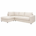Venstrevendt hjørnesofa i cremefarvet polyester, 250 x 160 x 85 cm
