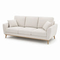 3-personers sofa med polyesterbetræk, naturhvid, 220 x 92 x 86 cm