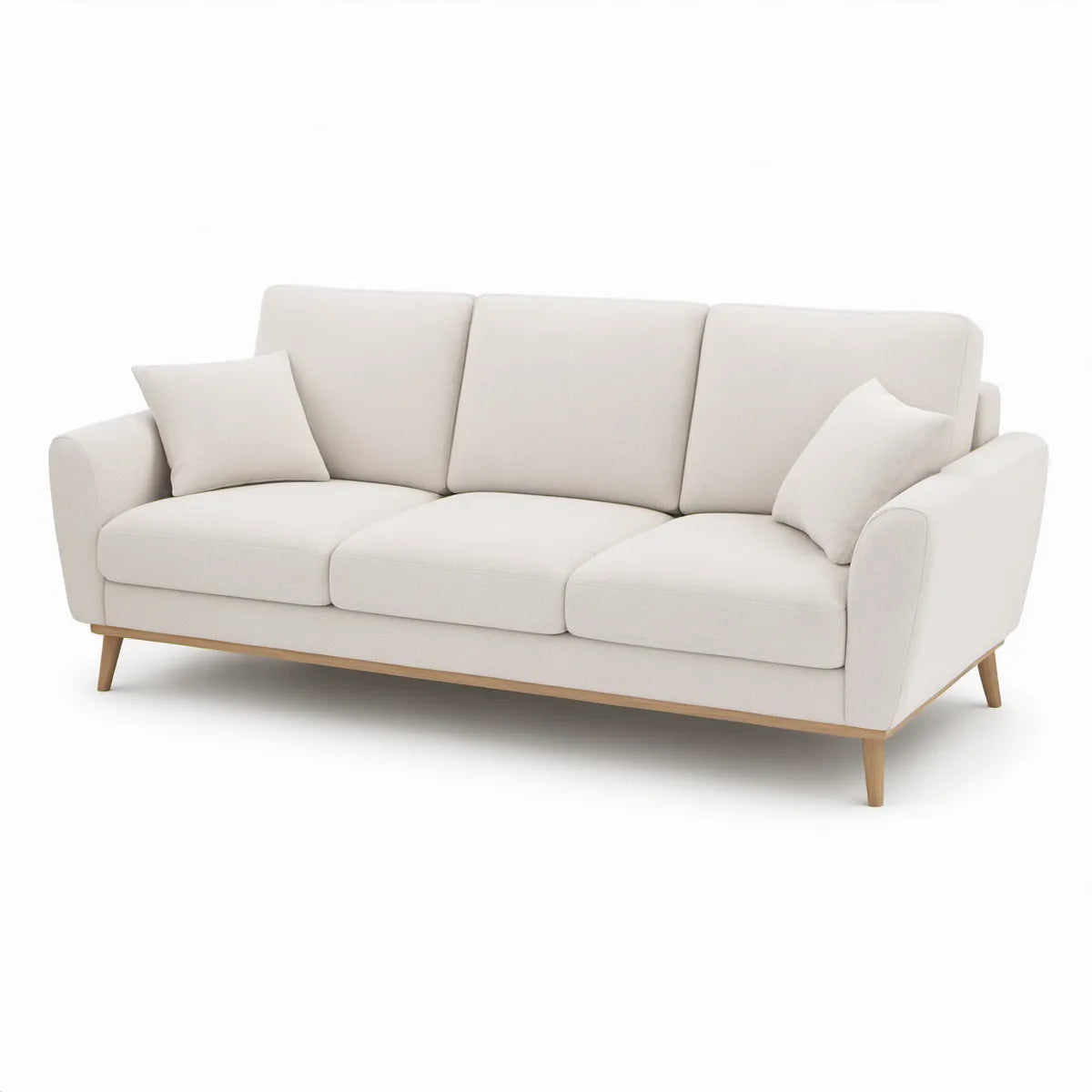 3-personers sofa med polyesterbetræk, naturhvid, 220 x 92 x 86 cm